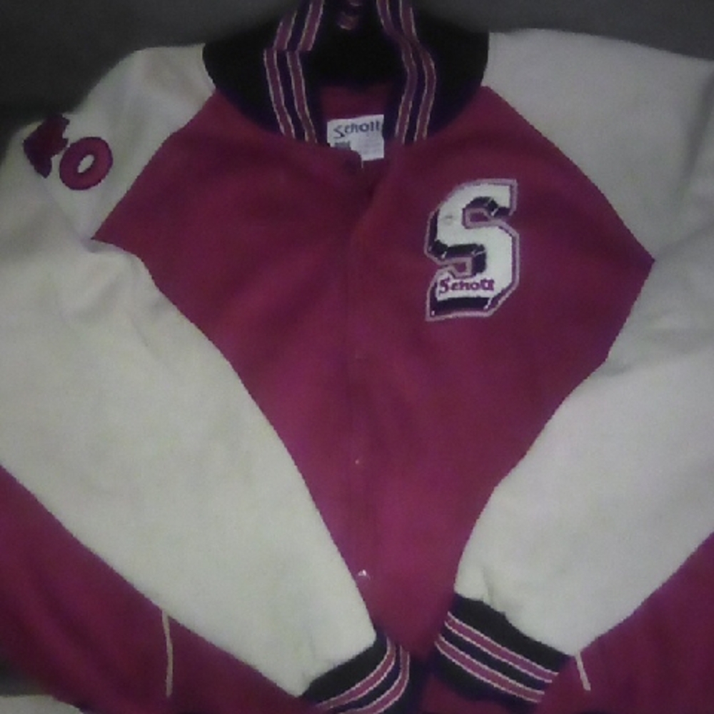 Schott Varsity Jacket in Red and Cream